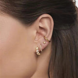 Colorful Zirconia Plated Round Huggie Hoop Earring for Women Men