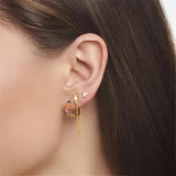 Colorful Zirconia Plated Round Huggie Hoop Earring for Women Men