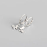 Silver Butterfly Hoop Earrings with Cubic Zircon