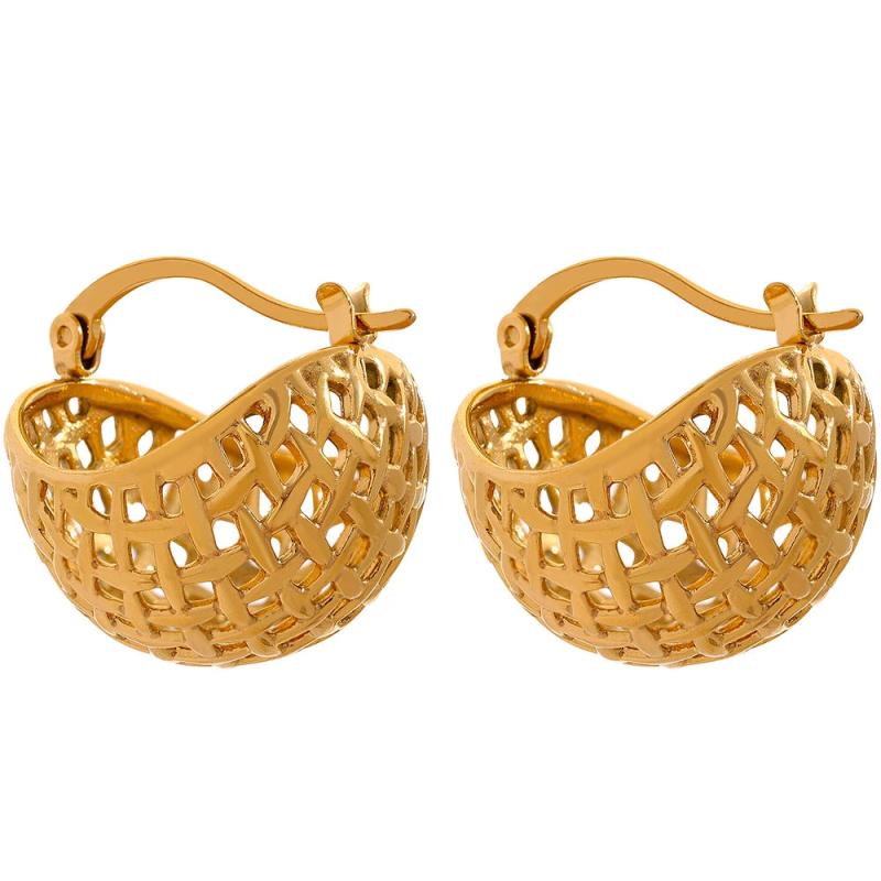 Unique Metal Texture Stainless Steel Huggie Earrings