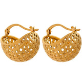 Unique Metal Texture Stainless Steel Huggie Earrings