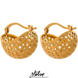 Unique Metal Texture Stainless Steel Huggie Earrings