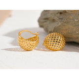 Unique Metal Texture Stainless Steel Huggie Earrings
