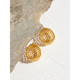 Unique Metal Texture Stainless Steel Huggie Earrings