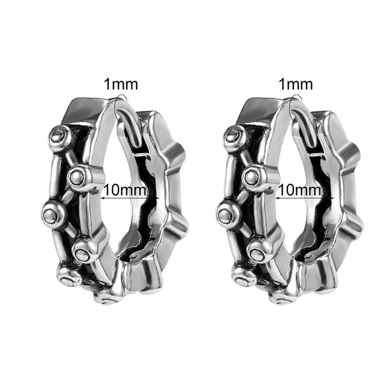 Punk Rock Snake Pattern Hoop Earring Stainless Steel Men Ear Jewelry