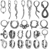 Punk Rock Snake Pattern Hoop Earring Stainless Steel Men Ear Jewelry