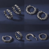 Punk Rock Snake Pattern Hoop Earring Stainless Steel Men Ear Jewelry