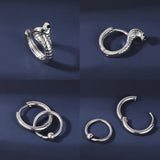 Punk Rock Snake Pattern Hoop Earring Stainless Steel Men Ear Jewelry