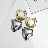Minimalist Silver Heart Drop Earrings for Women