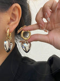 Minimalist Silver Heart Drop Earrings for Women