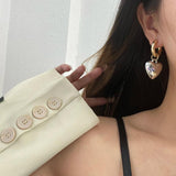 Minimalist Silver Heart Drop Earrings for Women