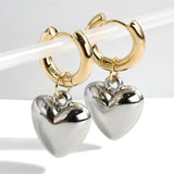 Minimalist Silver Heart Drop Earrings for Women