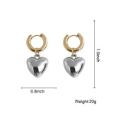 Minimalist Silver Heart Drop Earrings for Women