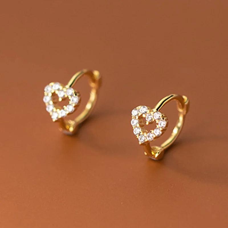 925 Silver Heart Earring Hoop Sleeper Huggie Earrings