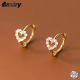 925 Silver Heart Earring Hoop Sleeper Huggie Earrings