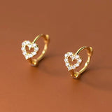 925 Silver Heart Earring Hoop Sleeper Huggie Earrings