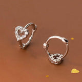 925 Silver Heart Earring Hoop Sleeper Huggie Earrings