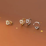 925 Silver Heart Earring Hoop Sleeper Huggie Earrings