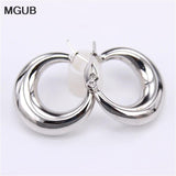 Two-color Stainless Steel Fancy Hoop Earrings for Women