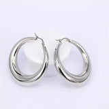 Two-color Stainless Steel Fancy Hoop Earrings for Women