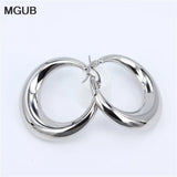 Two-color Stainless Steel Fancy Hoop Earrings for Women