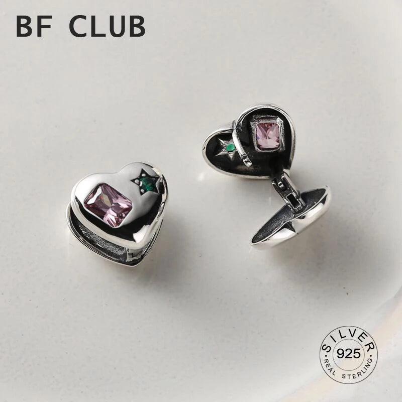 925 Silver Heart Earrings Green Stone Zircon Jewelry