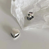 925 Silver Heart Earrings Green Stone Zircon Jewelry