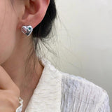 925 Silver Heart Earrings Green Stone Zircon Jewelry