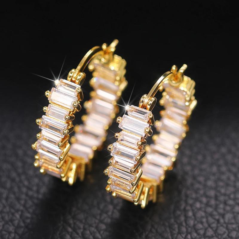 CZ Hoop Earrings for Women Small/Big Circle Bride Wedding Earrings