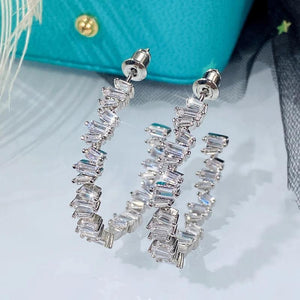 CZ Hoop Earrings for Women Small/Big Circle Bride Wedding Earrings