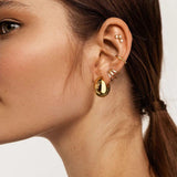 Round Chunky Earrings for Women Lightweight Metal Hoops Jewelry