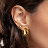 Round Chunky Earrings for Women Lightweight Metal Hoops Jewelry