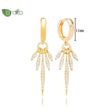 925 Silver Minimalist Crystal Tassel Hoop Earrings for Women