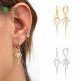 925 Silver Minimalist Crystal Tassel Hoop Earrings for Women