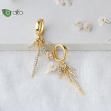 925 Silver Minimalist Crystal Tassel Hoop Earrings for Women
