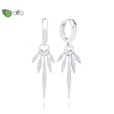 925 Silver Minimalist Crystal Tassel Hoop Earrings for Women