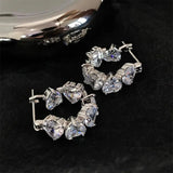 Sweet Love Hoop Earrings Heart-shaped Silver Bride Ear