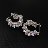Sweet Love Hoop Earrings Heart-shaped Silver Bride Ear
