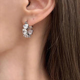 Sweet Love Hoop Earrings Heart-shaped Silver Bride Ear