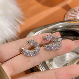 Sweet Love Hoop Earrings Heart-shaped Silver Bride Ear