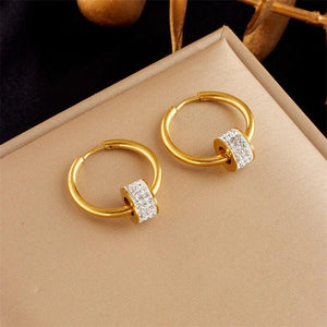 316L Stainless Steel Zircon Hoop Earrings for Women Girls