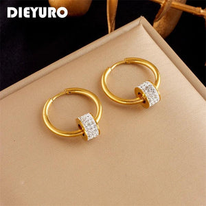 316L Stainless Steel Zircon Hoop Earrings for Women Girls