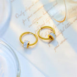316L Stainless Steel Zircon Hoop Earrings for Women Girls