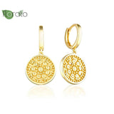 925 Silver Geometric Round Square Pendant Hoop Earrings for Women