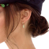 925 Silver Geometric Round Square Pendant Hoop Earrings for Women