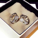 14k Real Geometric Flash Zircon Earrings - Wedding Party Present