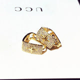 14k Real Geometric Flash Zircon Earrings - Wedding Party Present