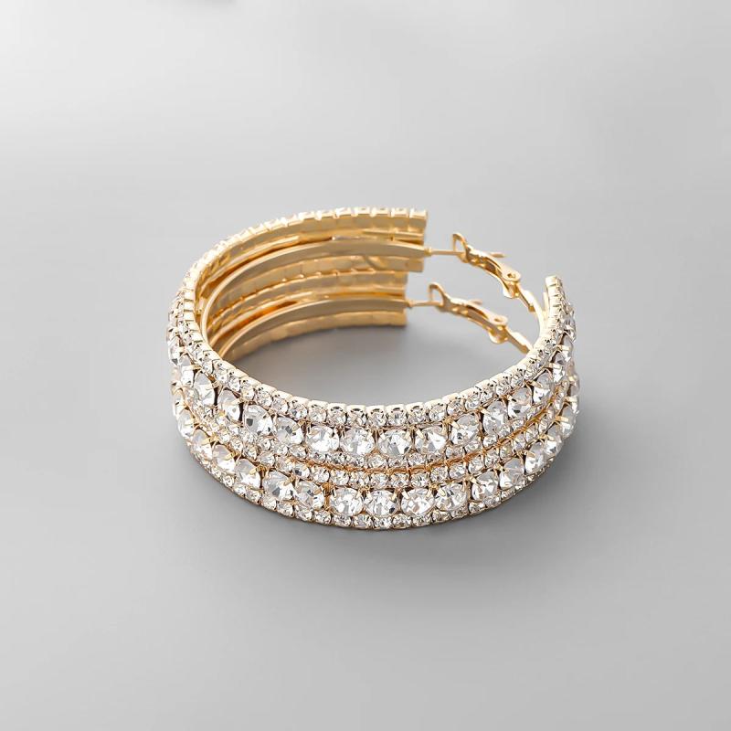 Sparkling Rhinestone Hoop Earrings for Dinner Party
