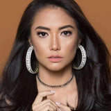 Sparkling Rhinestone Hoop Earrings for Dinner Party