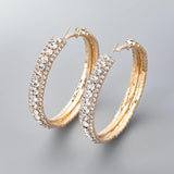 Sparkling Rhinestone Hoop Earrings for Dinner Party